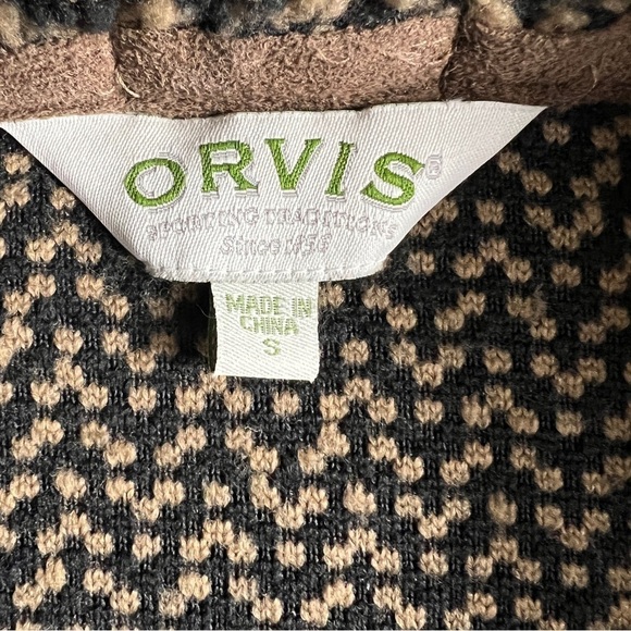 Orvis Berber Fleece Jacket Women's S Wood Button Front Pockets Chevron Pattern - Picture 6 of 13
